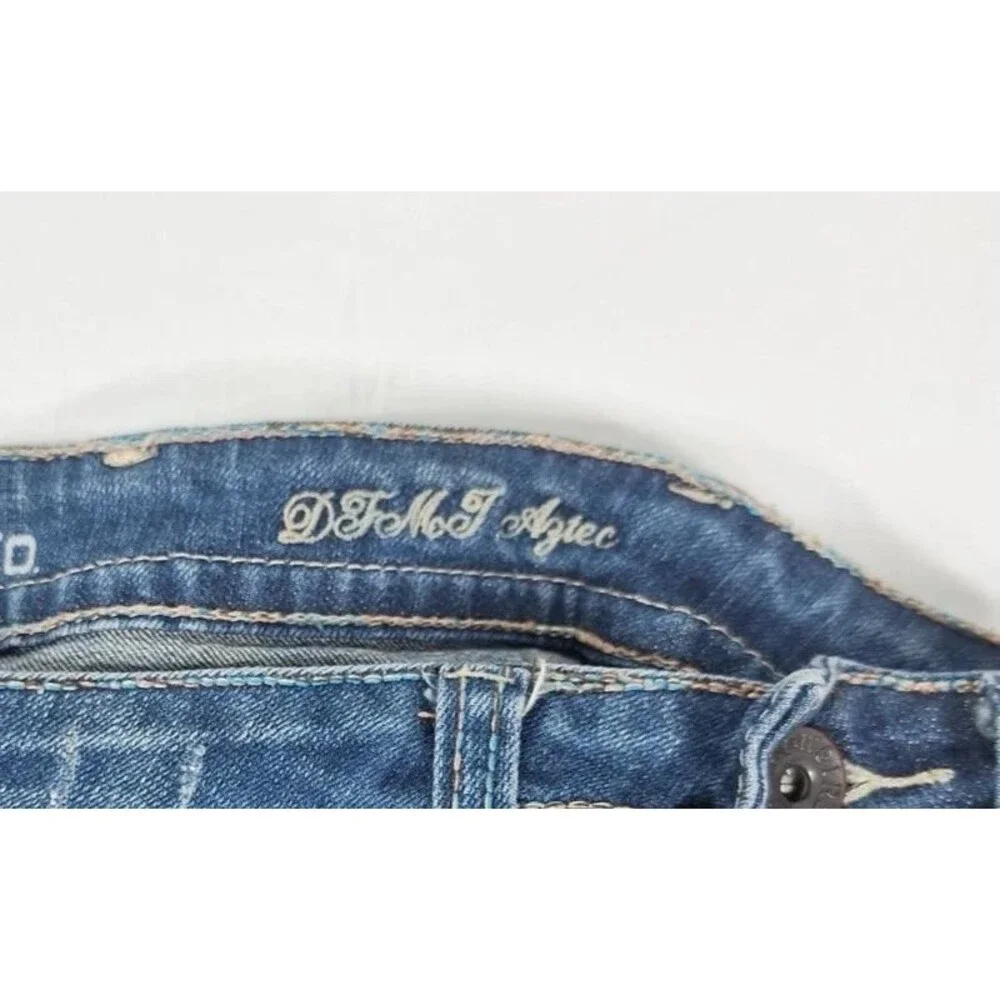 Cowgirl Tuff Aztec Jeans Womens 25x31 Size 0 Blue Bootcut Embroidered Western